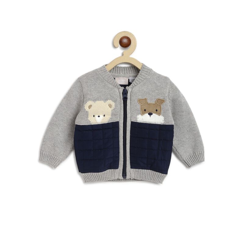 Boys Dark Blue Wool Blend Tricot Cardigan image number null